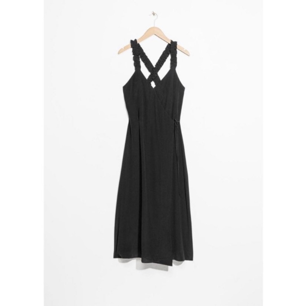& Other Stories Ruffle Strap Silk Wrap Dress